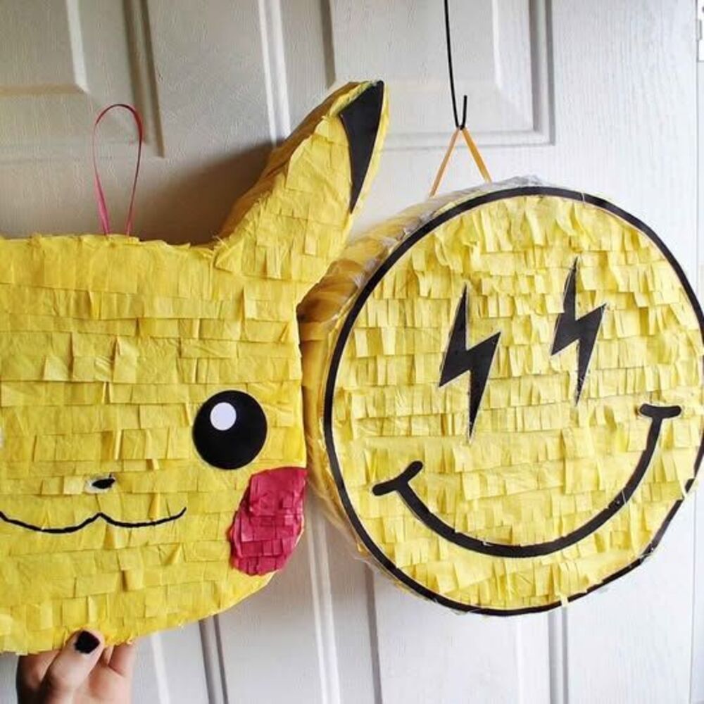Pikachu & Smiley Face Pinatas - Medium Size, Great for Parties!